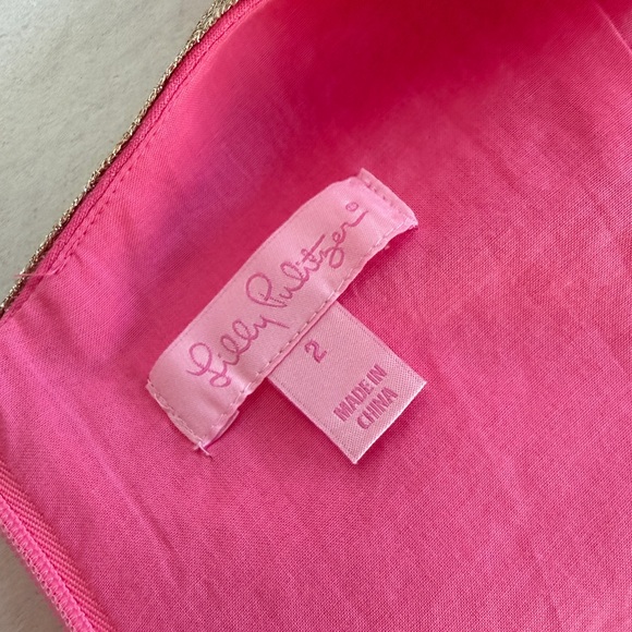 Lilly Pulitzer Janice Cotton Shift Dress in Pink size 2 light gold & pink - Picture 11 of 11